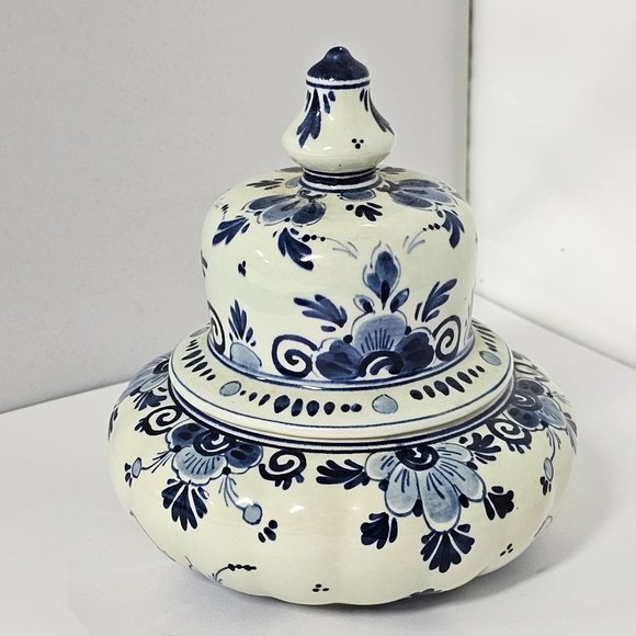 Other - White and Blue Handmade Small Jar Made in Holland